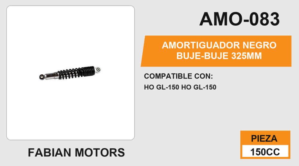 AMORTIGUADOR NEGRO BUJE-BUJE 325mm