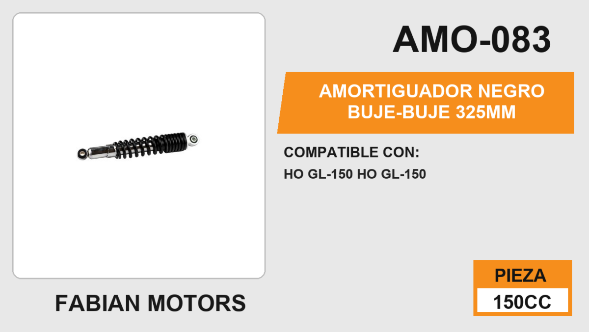 AMORTIGUADOR NEGRO BUJE-BUJE 325mm
