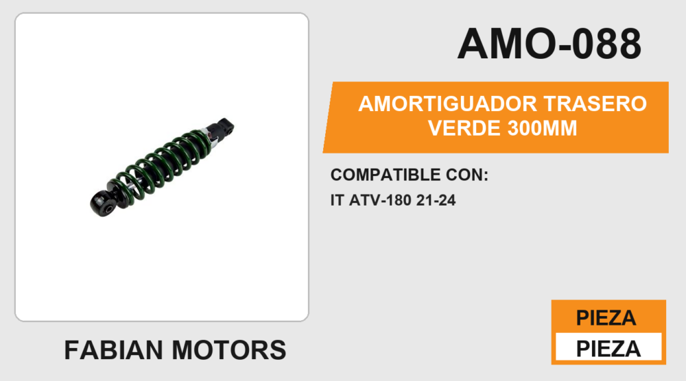 AMORTIGUADOR TRASERO VERDE 300mm