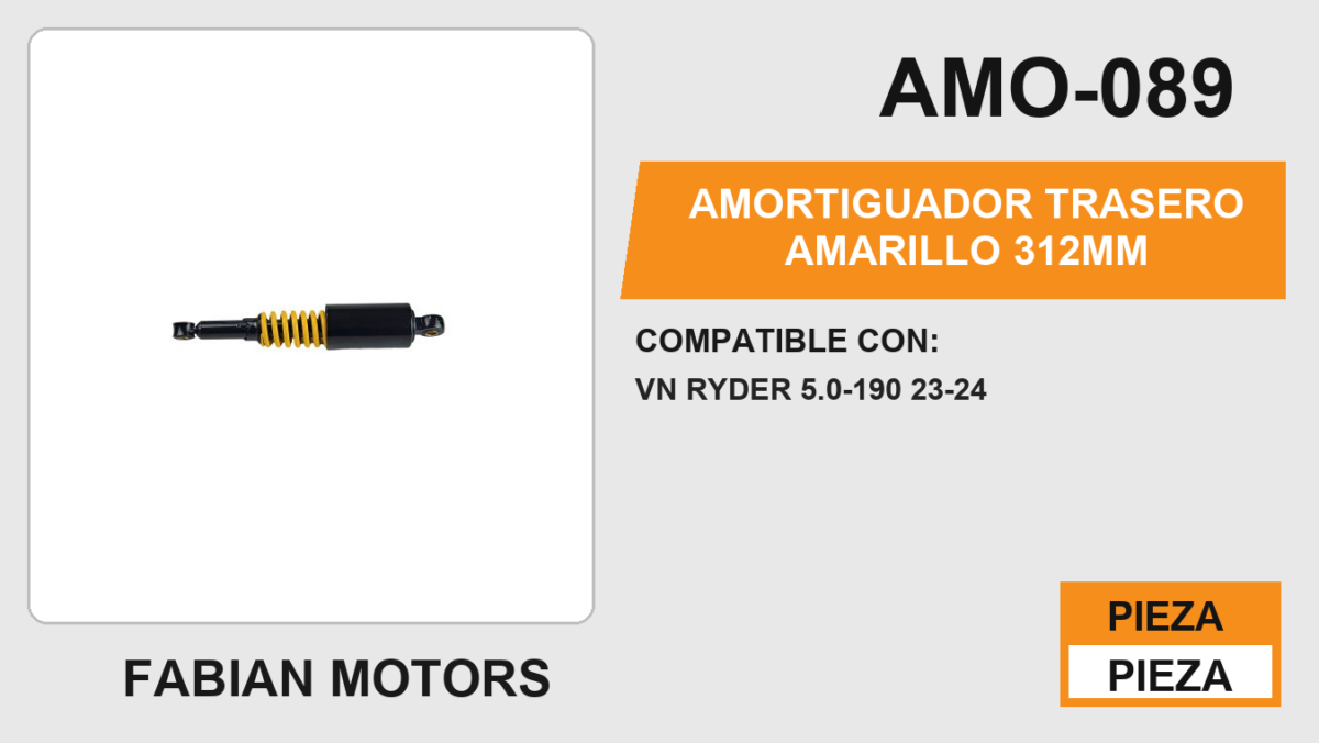 AMORTIGUADOR TRASERO 312 mm AMARILLO