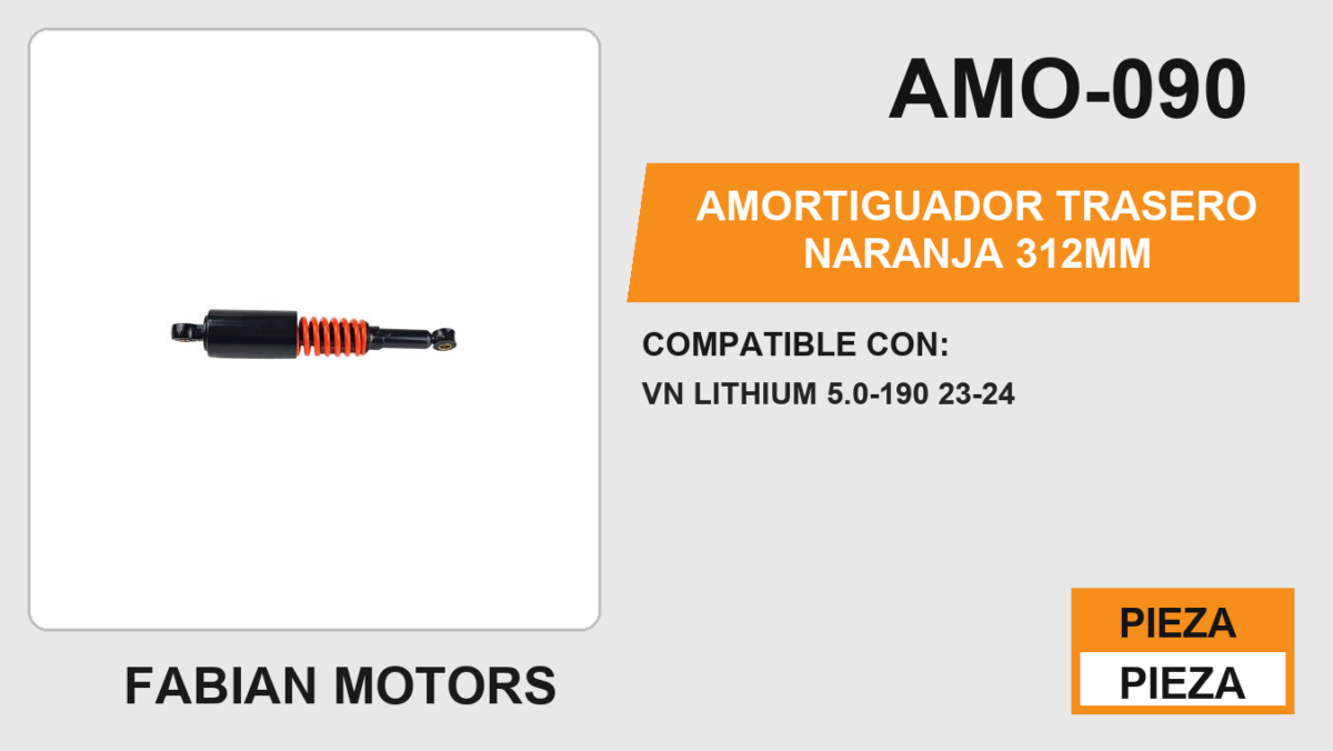 AMORTIGUADOR TRASERO 312 mm NARANJA