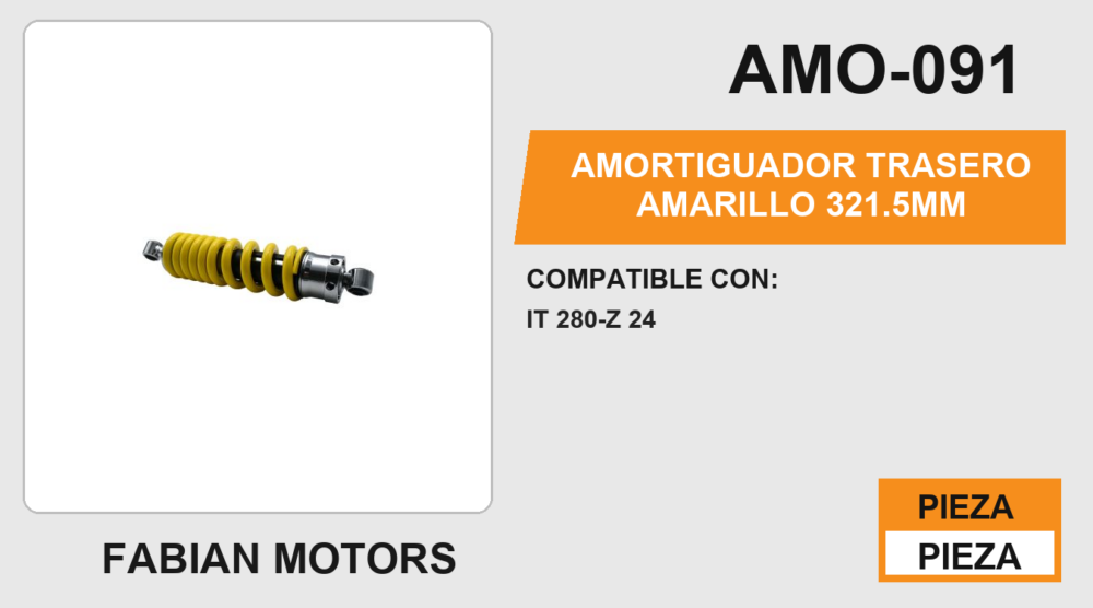 AMORTIGUADOR TRASERO AMARILLO 321.5mm