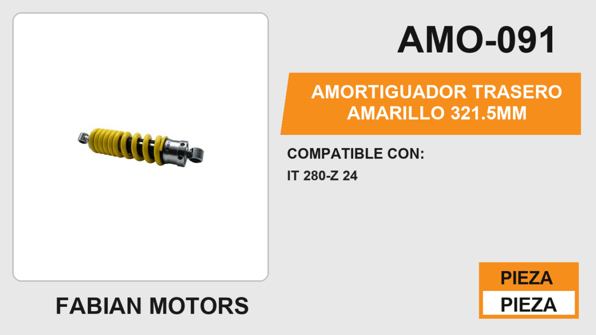AMORTIGUADOR TRASERO AMARILLO 321.5mm
