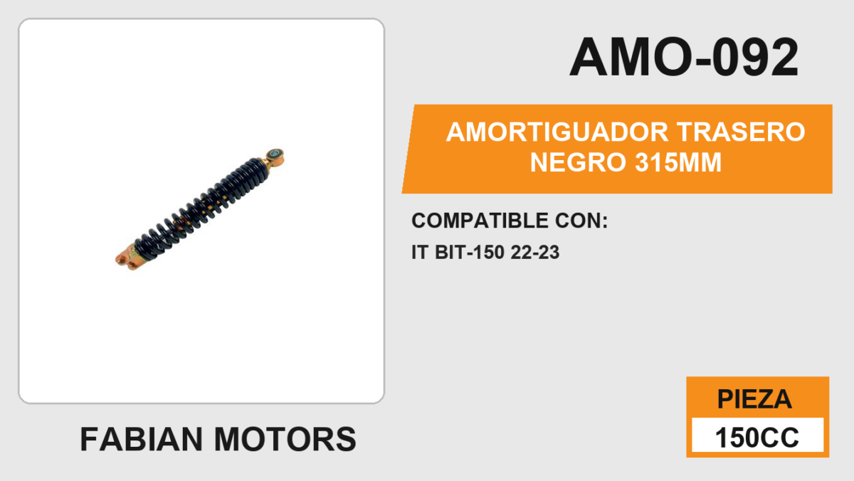 AMORTIGUADOR TRASERO NEGRO 315mm