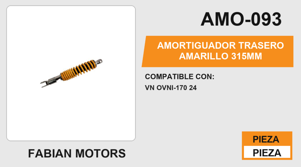 AMORTIGUADOR TRASERO AMARILLO 315mm