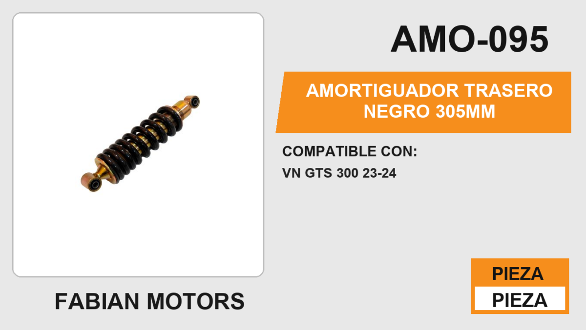 AMORTIGUADOR TRASERO NEGRO 305mm