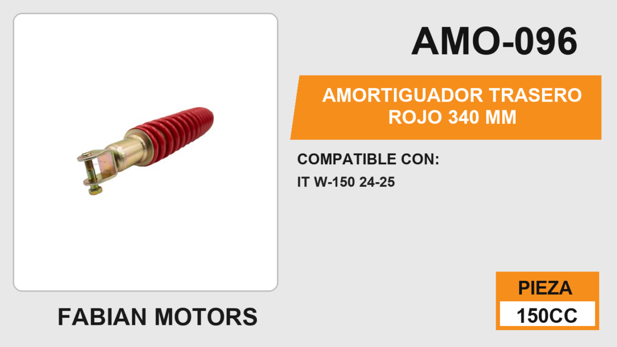 AMORTIGUADOR TRASERO ROJO 340 mm