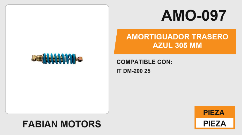 AMORTIGUADOR TRASERO AZUL 305 MM