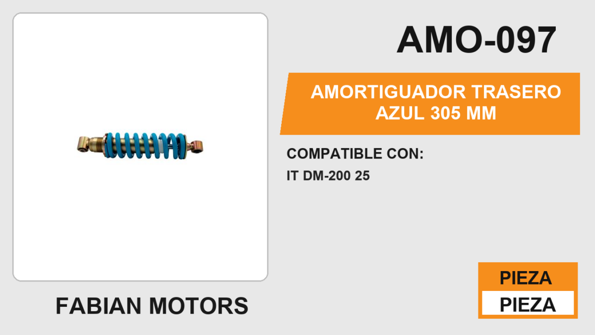 AMORTIGUADOR TRASERO AZUL 305 MM