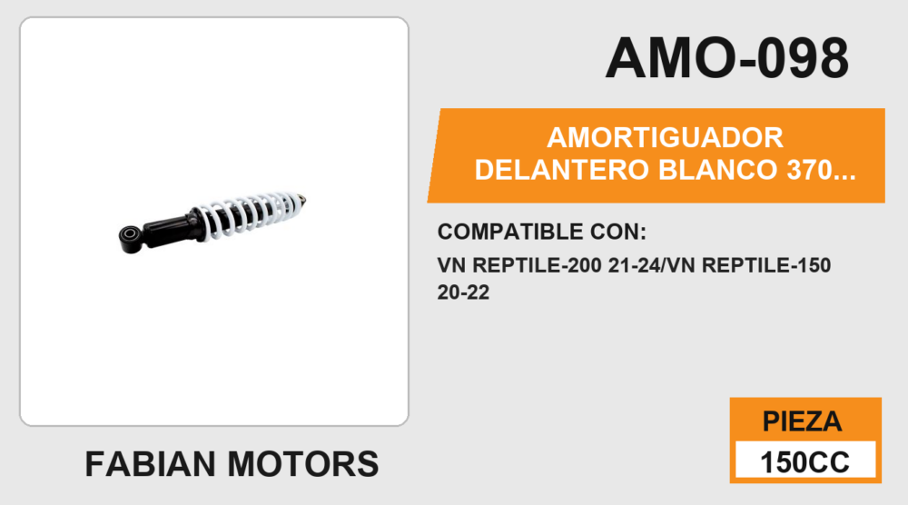 AMORTIGUADOR DELANTERO BLANCO 370 MM