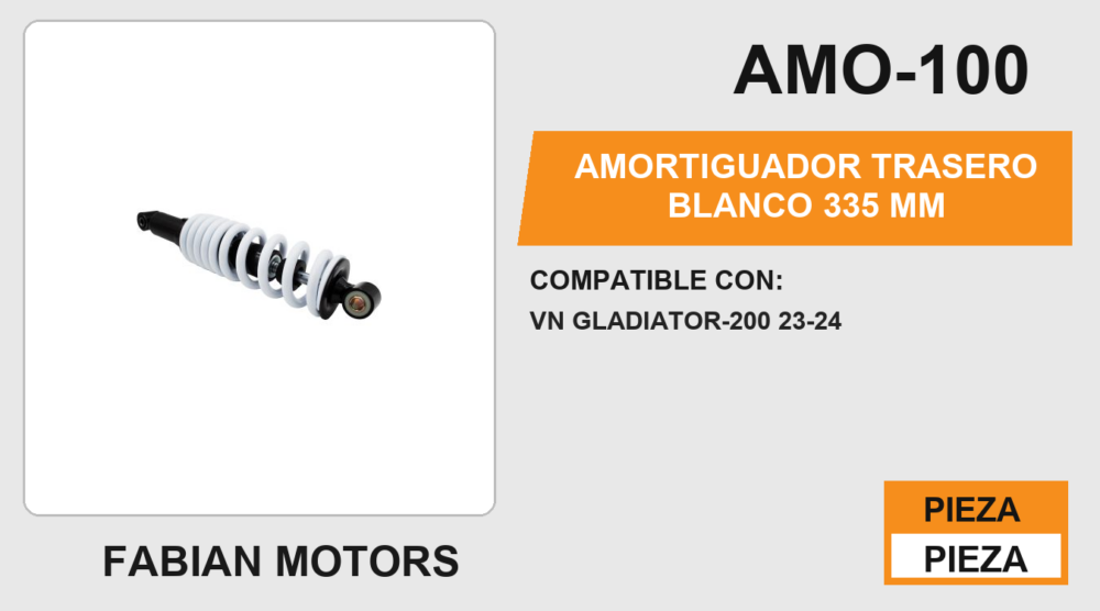 AMORTIGUADOR TRASERO BLANCO 335 MM
