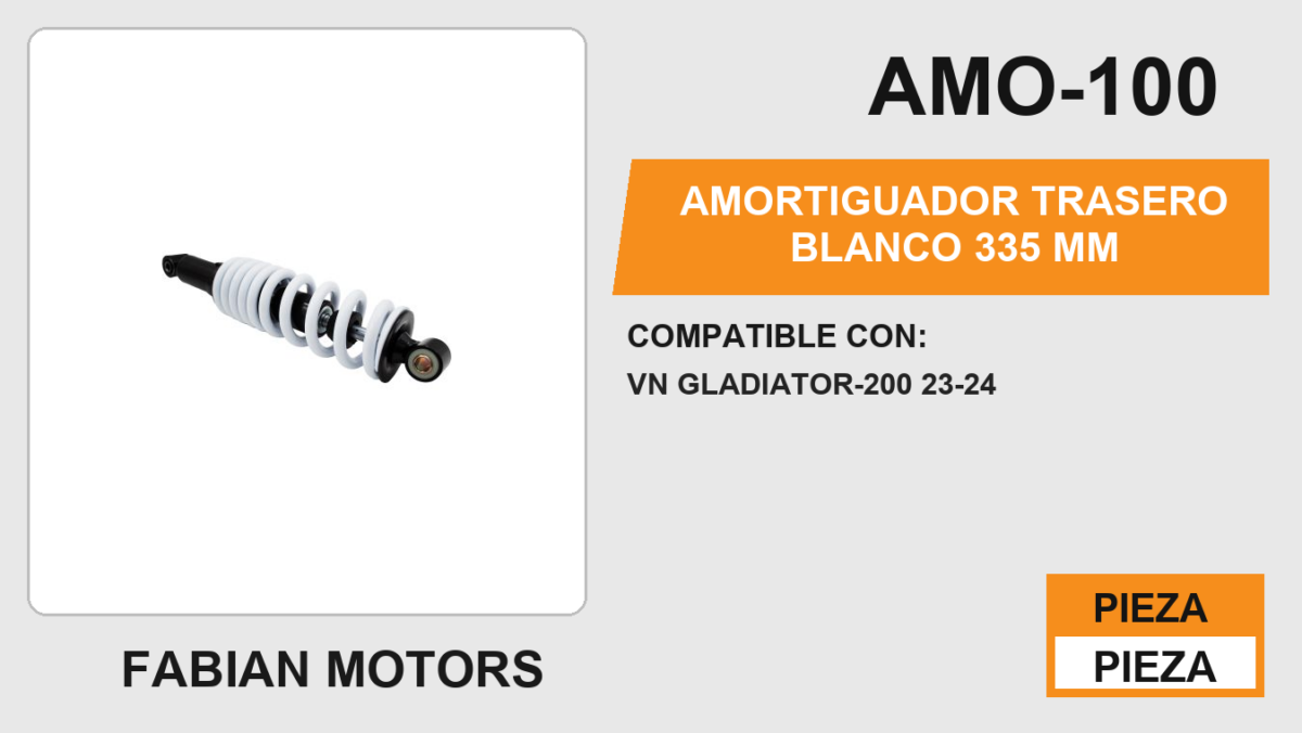 AMORTIGUADOR TRASERO BLANCO 335 MM