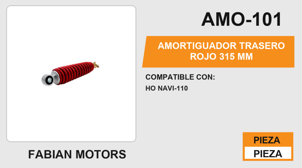 AMORTIGUADOR TRASERO ROJO 315 MM