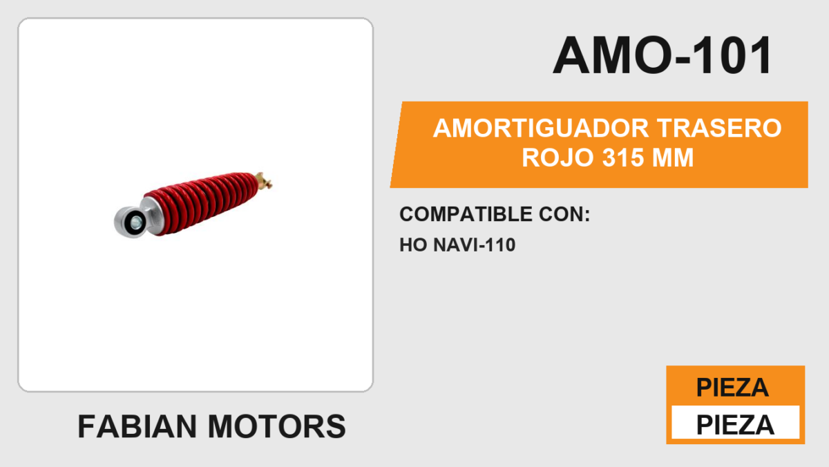 AMORTIGUADOR TRASERO ROJO 315 MM