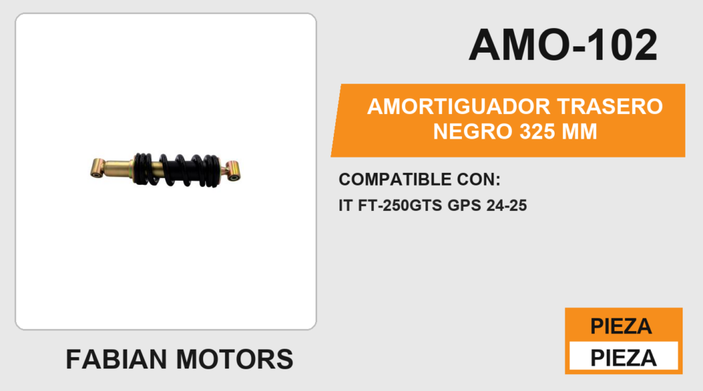 AMORTIGUADOR TRASERO NEGRO 325 MM