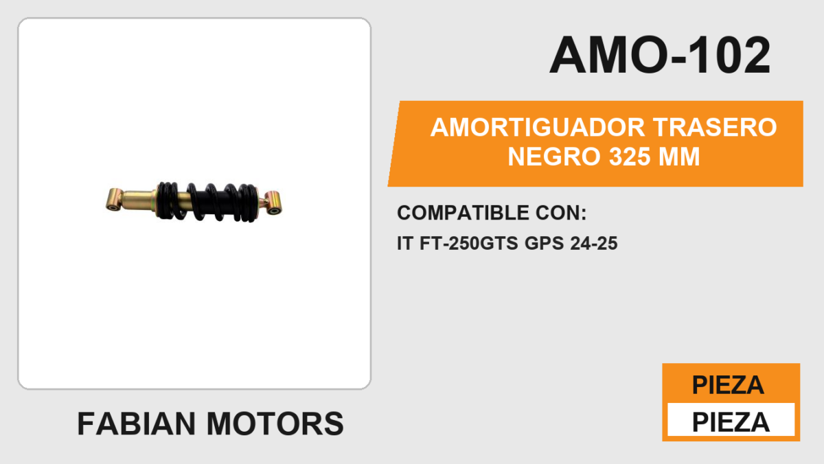 AMORTIGUADOR TRASERO NEGRO 325 MM