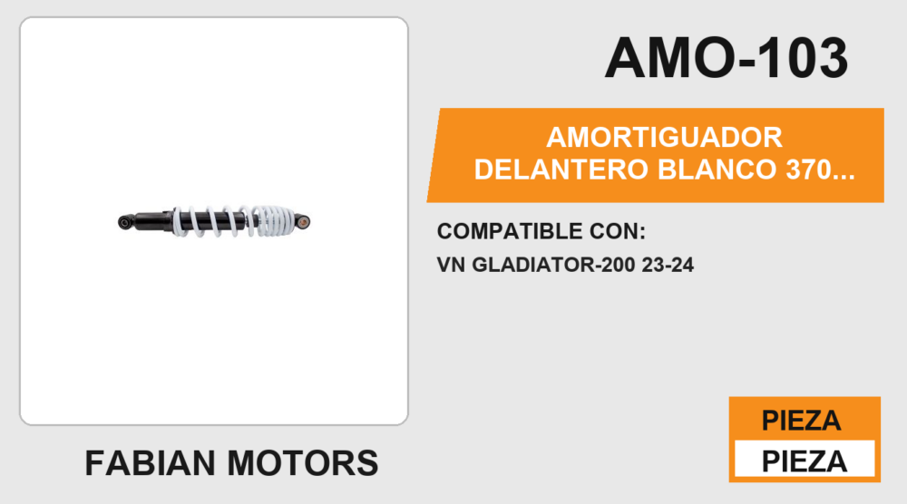 AMORTIGUADOR DELANTERO BLANCO 370 MM
