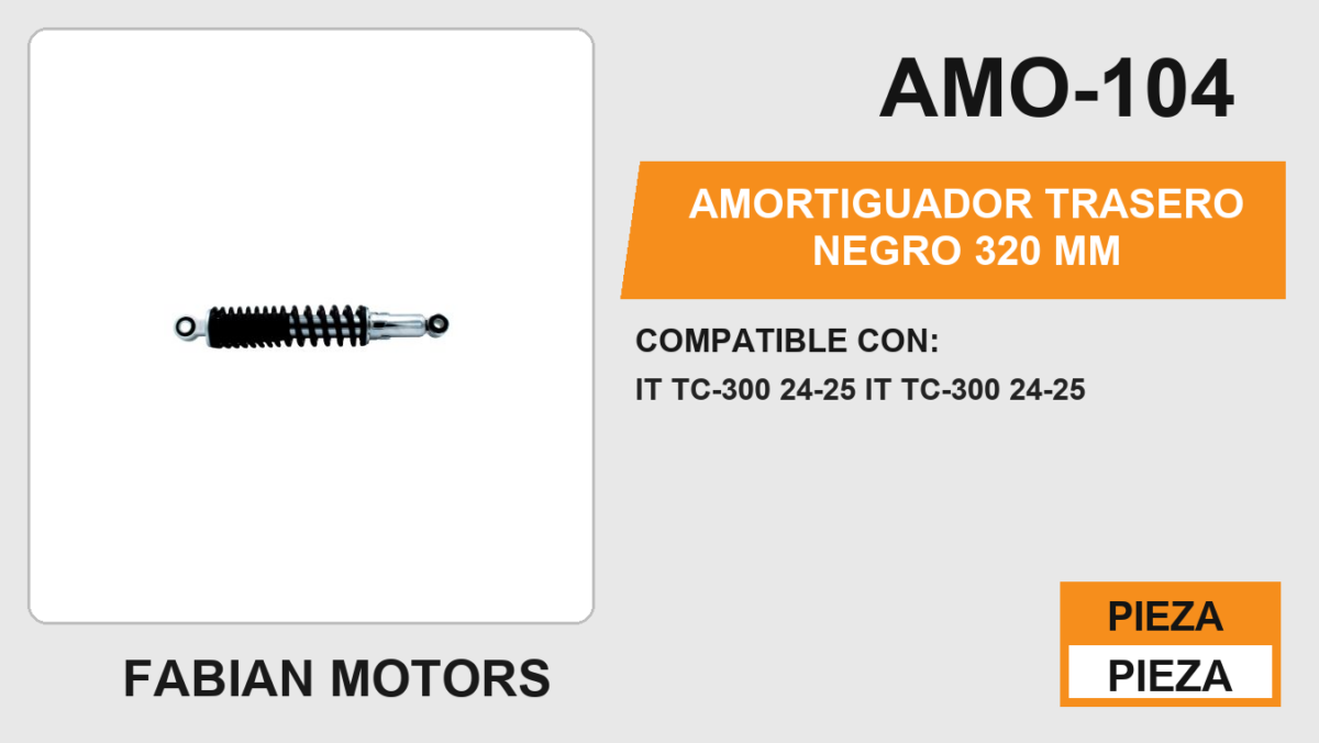 AMORTIGUADOR TRASERO NEGRO 320 mm