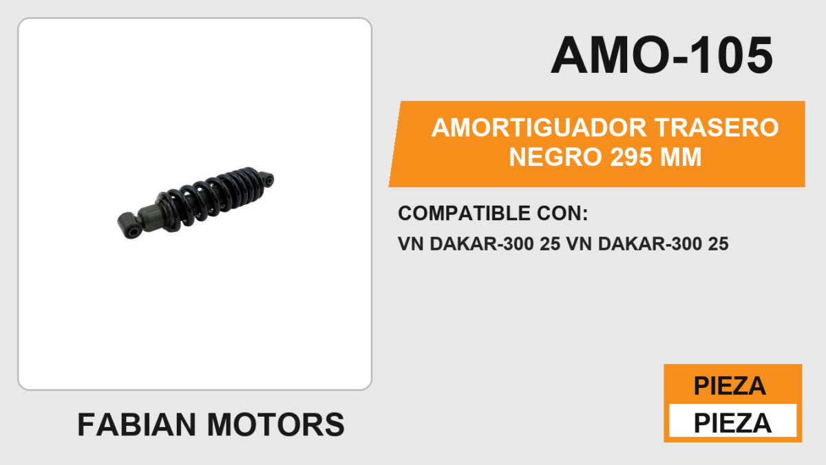 AMORTIGUADOR TRASERO NEGRO 295 mm