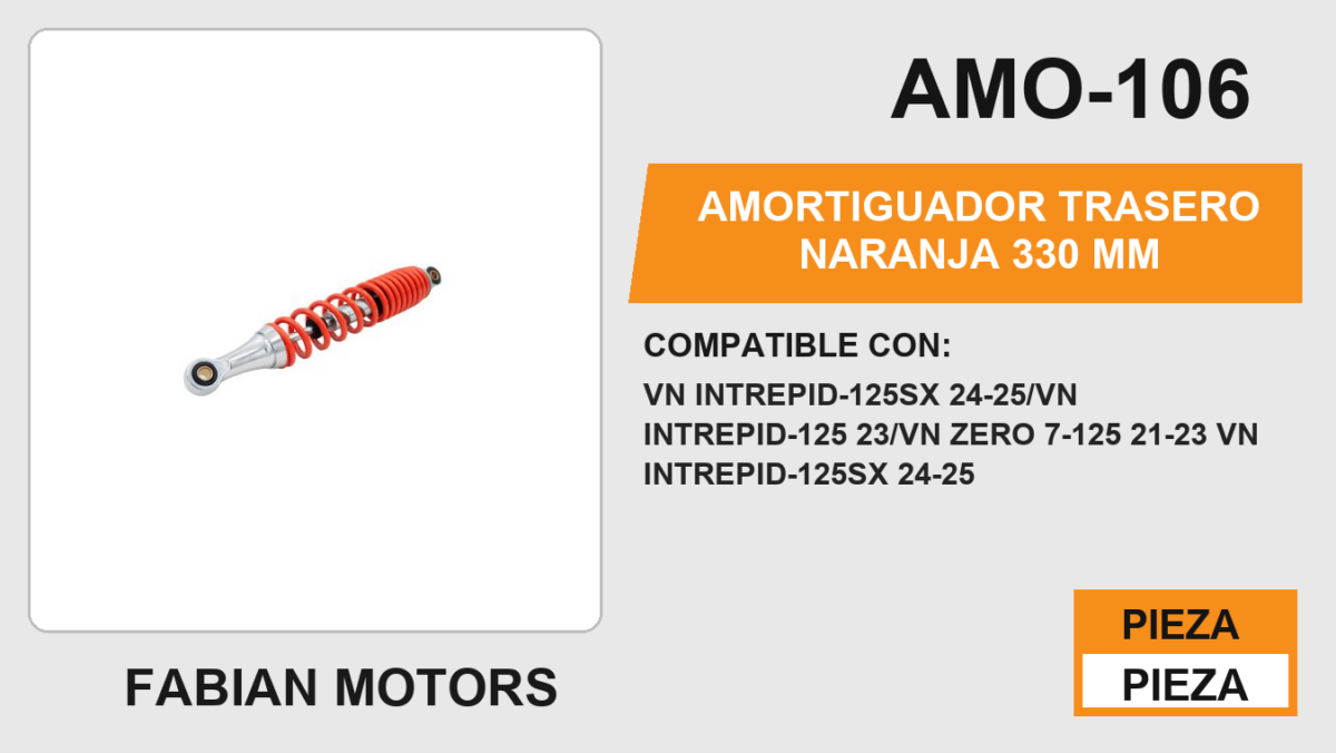 AMORTIGUADOR TRASERO NARANJA 330 mm