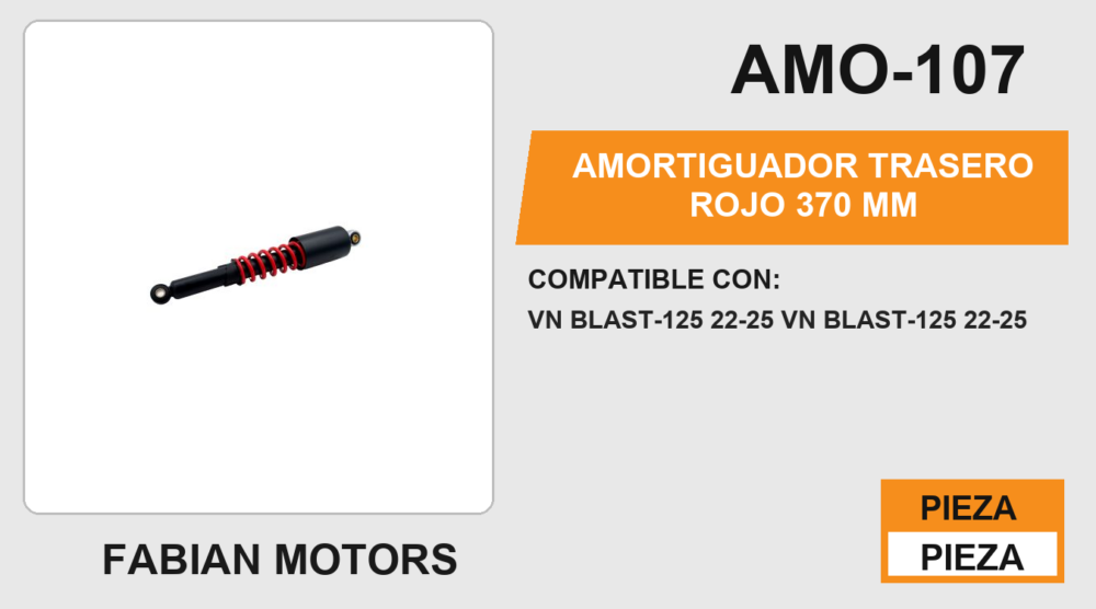 AMORTIGUADOR TRASERO ROJO 370 mm