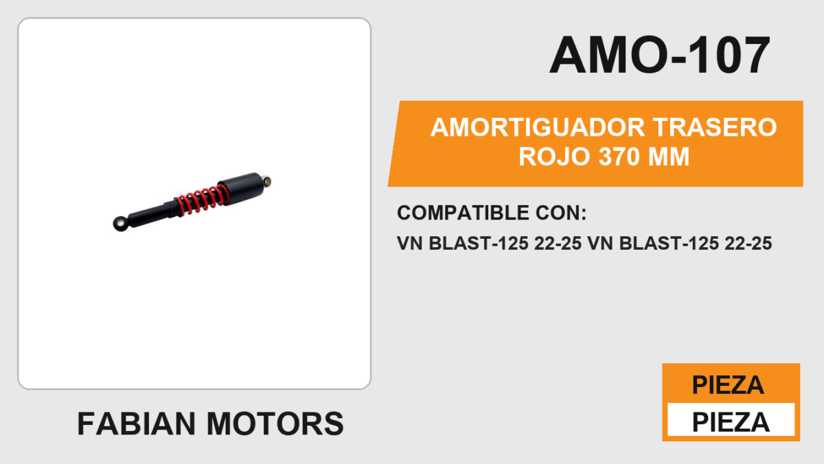 AMORTIGUADOR TRASERO ROJO 370 mm
