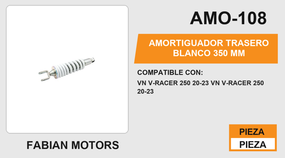 AMORTIGUADOR TRASERO BLANCO 350 mm