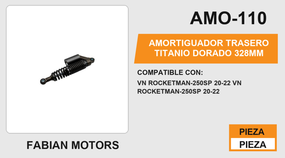 AMORTIGUADOR TRASERO TITANIO DORADO 328mm