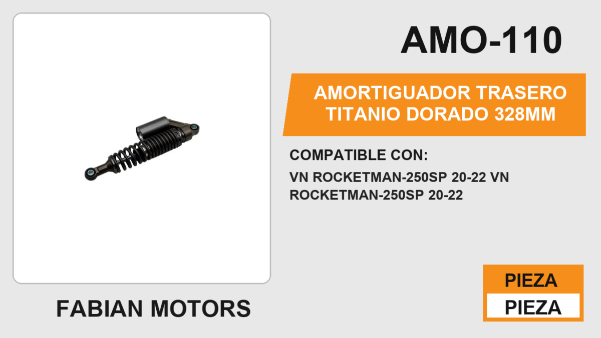 AMORTIGUADOR TRASERO TITANIO DORADO 328mm
