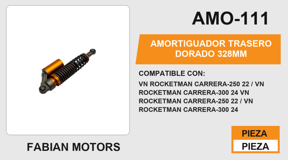 AMORTIGUADOR TRASERO DORADO 328mm