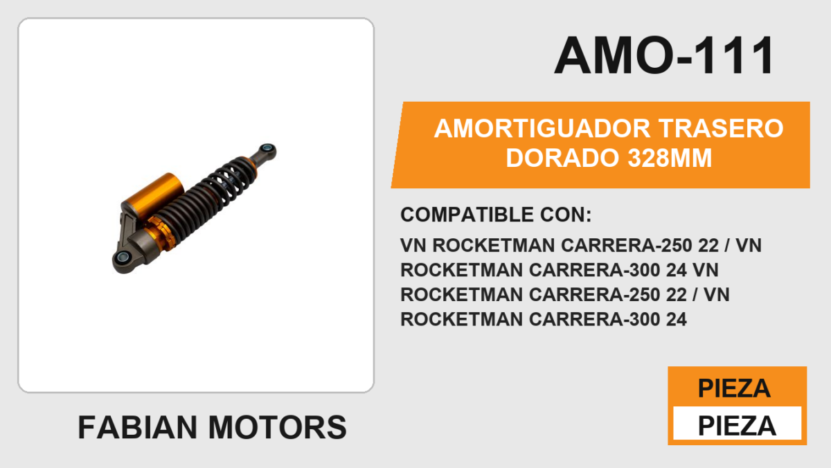 AMORTIGUADOR TRASERO DORADO 328mm