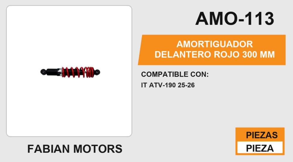 AMORTIGUADOR DELANTERO ROJO 300 mm