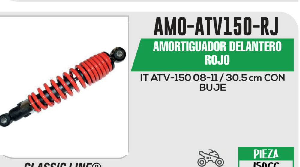 AMORTIGUADOR ROJO C/NEGRO / 30.5cm CON BUJE