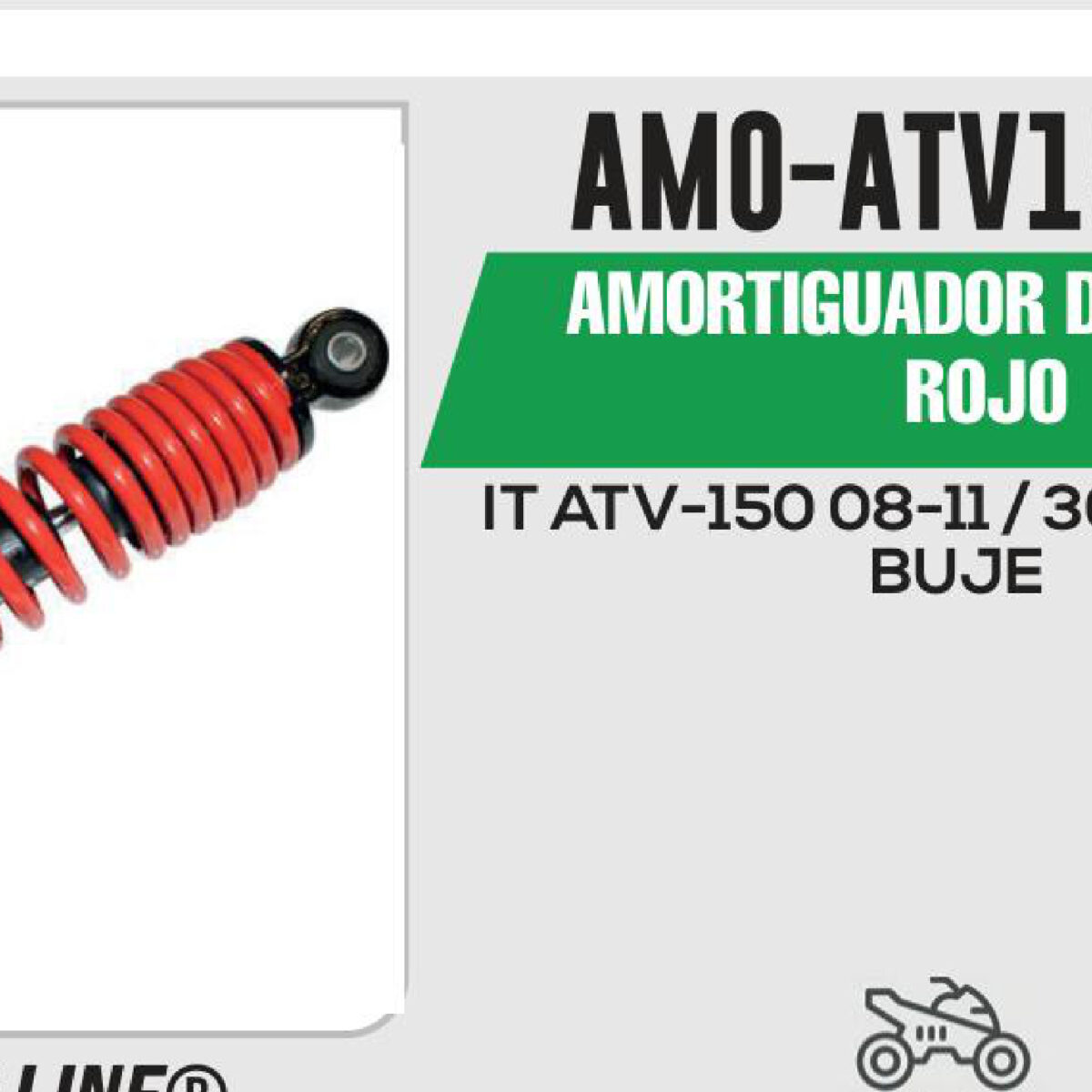 AMORTIGUADOR ROJO C/NEGRO / 30.5cm CON BUJE