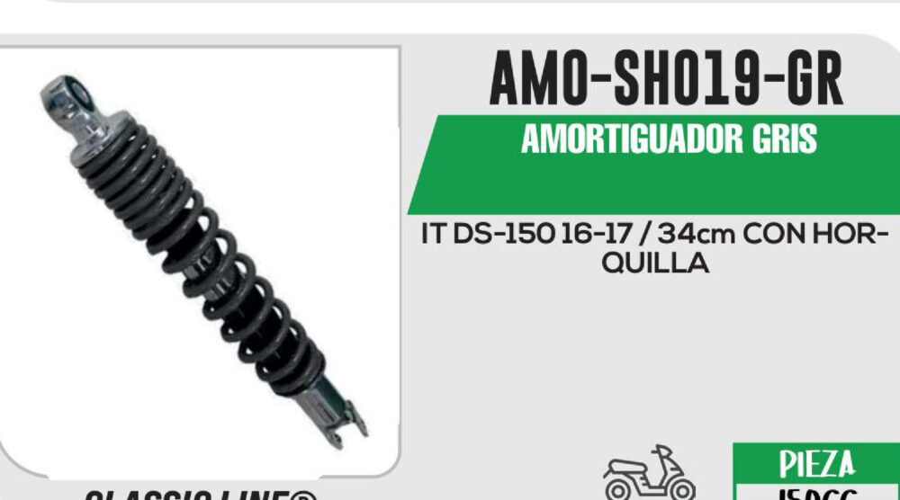 AMORTIGUADOR GRIS 34cm CON HORQUILLA