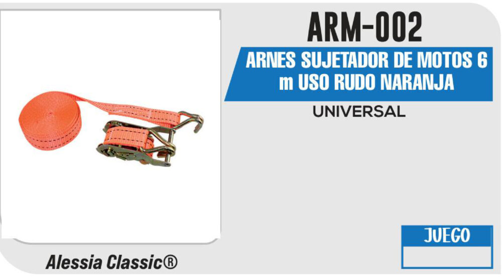 ARNES SUJETADOR DE MOTOS 6m USO RUDO NARANJA