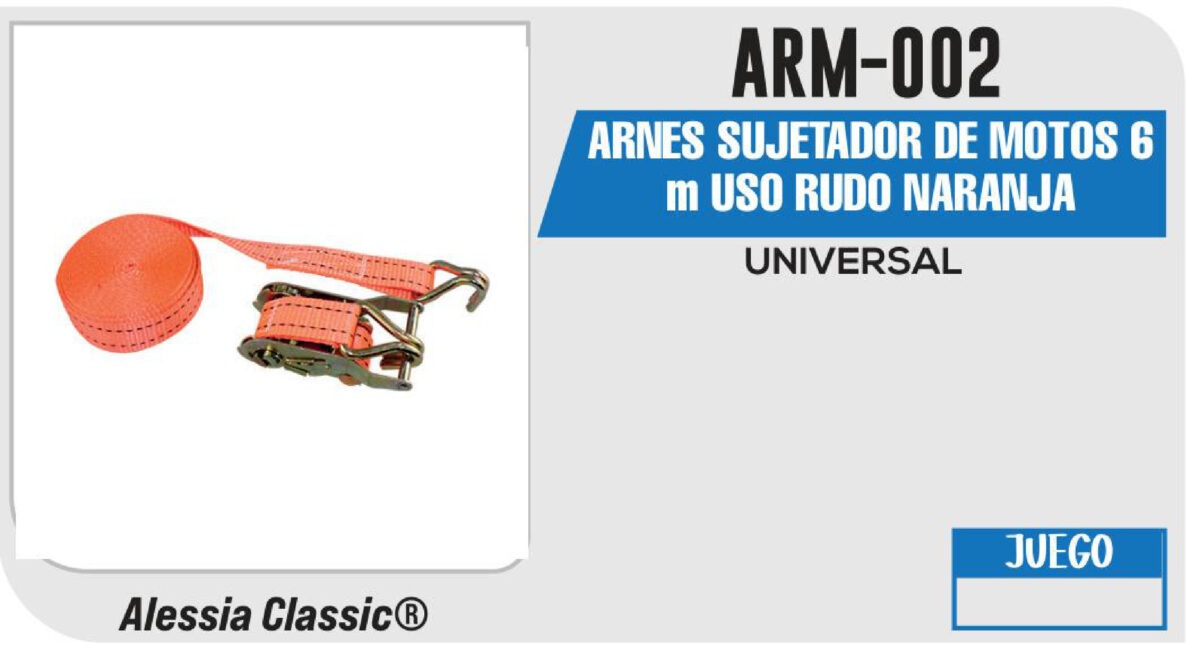 ARNES SUJETADOR DE MOTOS 6m USO RUDO NARANJA