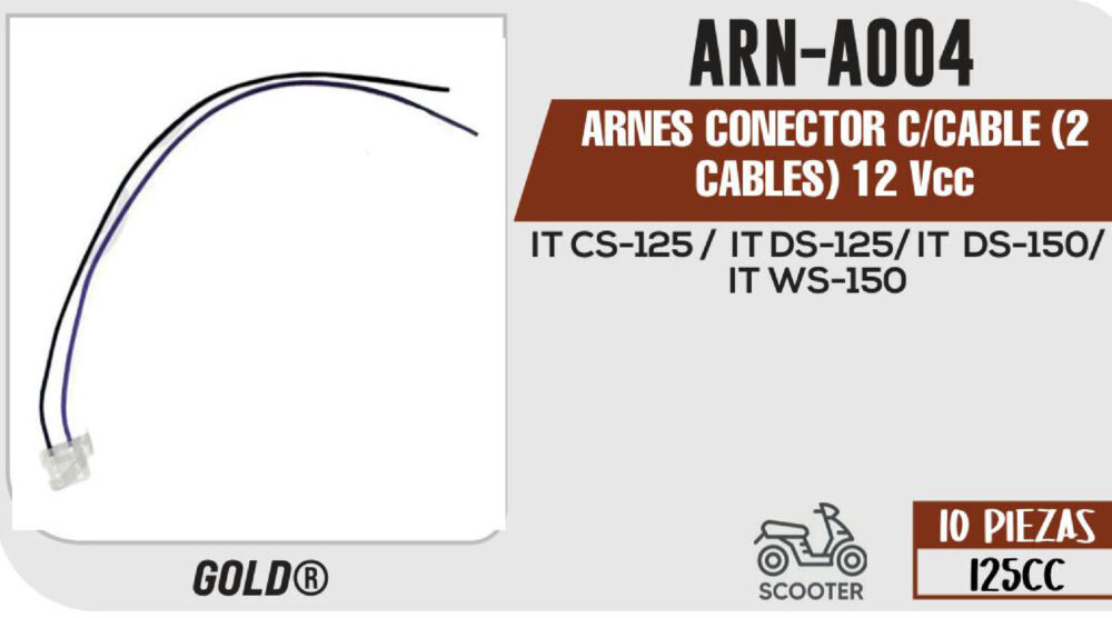 ARNES CONECTOR C/CABLE (2 CABLES) 12Vcc