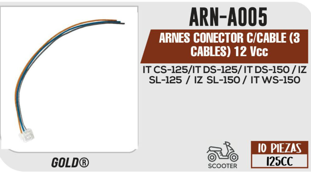 ARNES CONECTOR C/CABLE (3 CABLES) 12Vcc