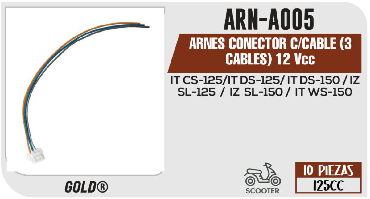 ARNES CONECTOR C/CABLE (3 CABLES) 12Vcc