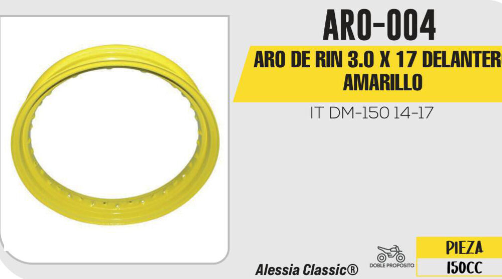 ARO DE RIN DELANTERO 3.0 X 17 AMARILLO