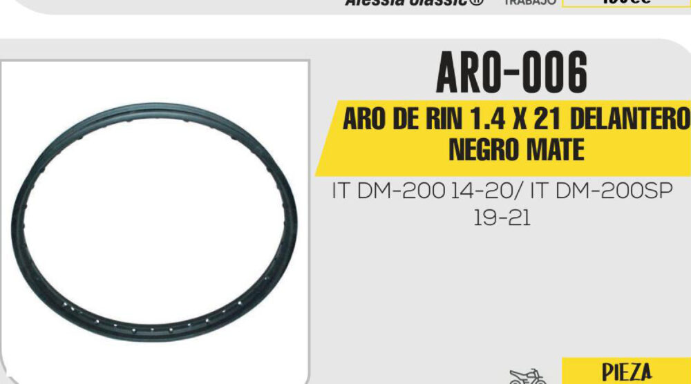 ARO DE RIN DELANTERO 1.4 X 21 NEGRO MATE
