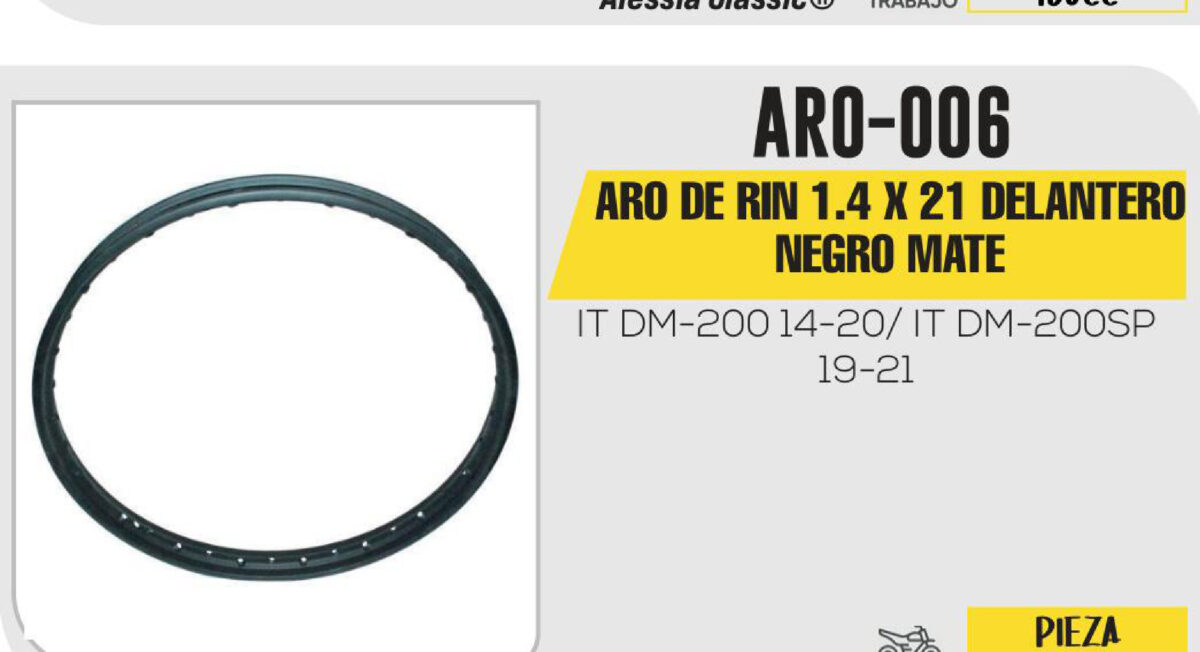 ARO DE RIN DELANTERO 1.4 X 21 NEGRO MATE