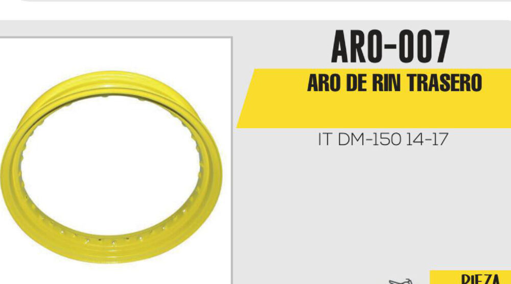 ARO DE RIN TRASERO 1.8 X 16 AMARILLO
