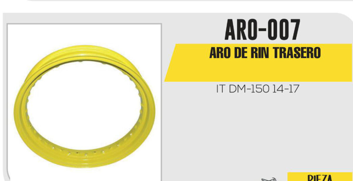 ARO DE RIN TRASERO 1.8 X 16 AMARILLO
