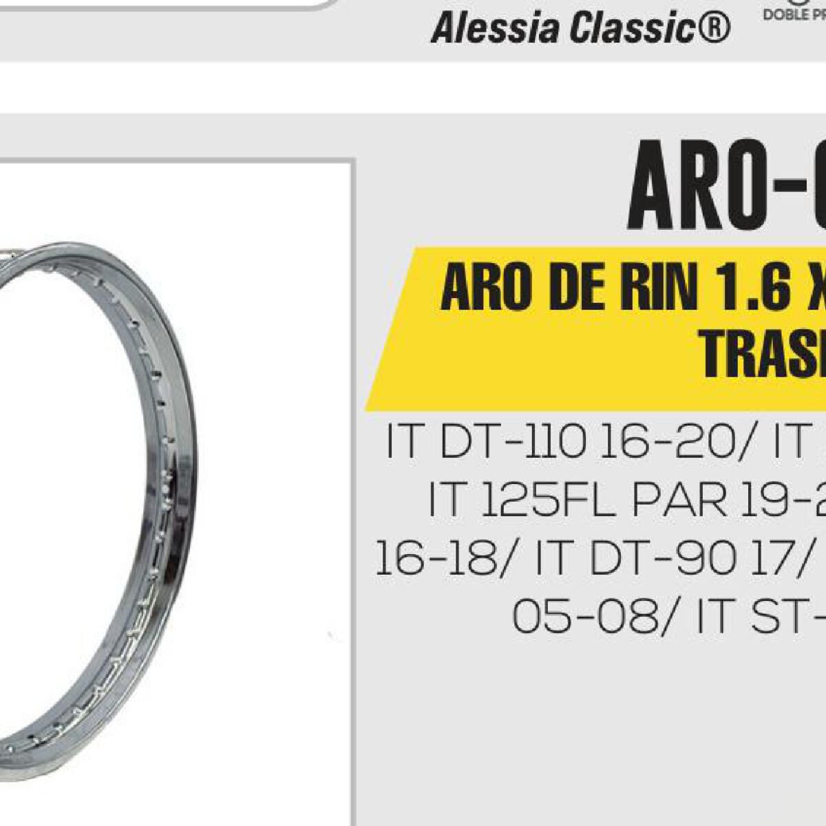 ARO DE RIN TRASERO 1.6 X 17 CROMADO