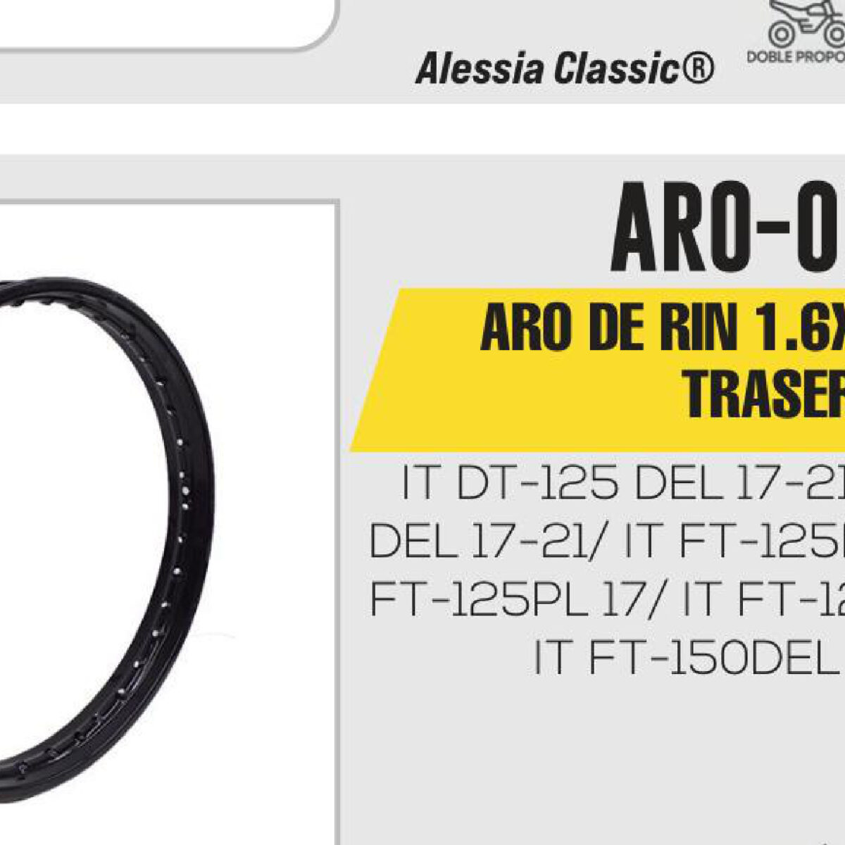 ARO DE RIN TRASERO 1.6 X 18 NEGRO