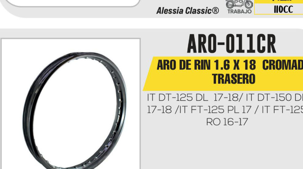 ARO DE RIN TRASERO 1.6 X 18 CROMADO