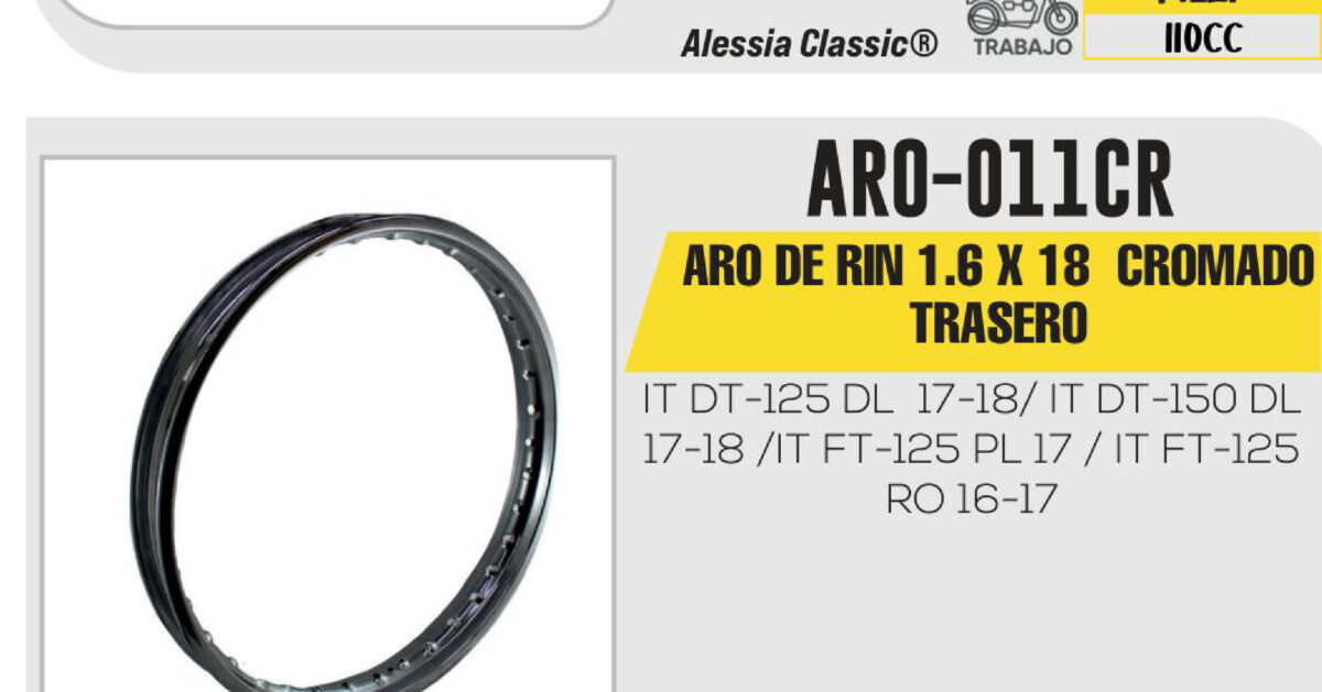 ARO DE RIN TRASERO 1.6 X 18 CROMADO
