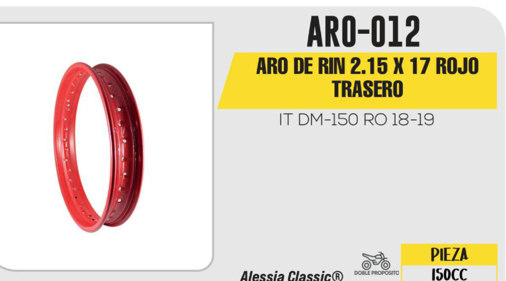 ARO DE RIN TRASERO 2.15 X 17 ROJO